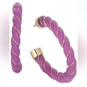 Inc International Concepts Gold-Tone Wire-Wrapped Resin Spiral C-Hoop Earrings